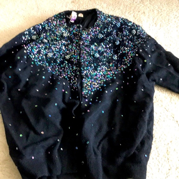 Vintage aurora borealis, beaded cashmere sweater🌺1950s
